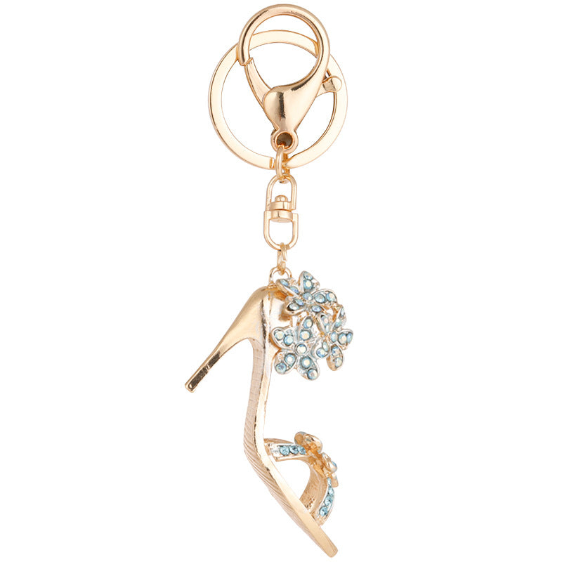 Wholesale Colorful diamond high heels car keychain