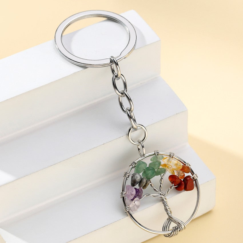 Llavero de metal de color de grava de color al por mayor