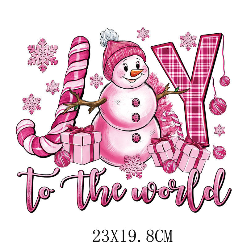 Wholesale Pink Christmas House Heat Transfer  UV DTF Ready to Press Transfers Wraps