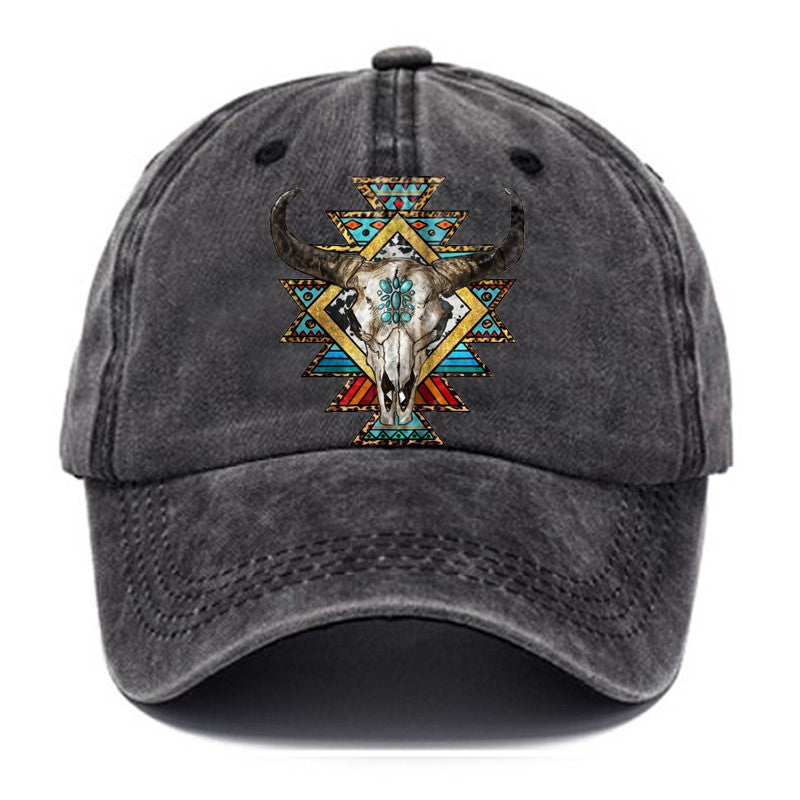 Wholesale Distressed Washed Cotton Printed Soft Top Baseball Cap