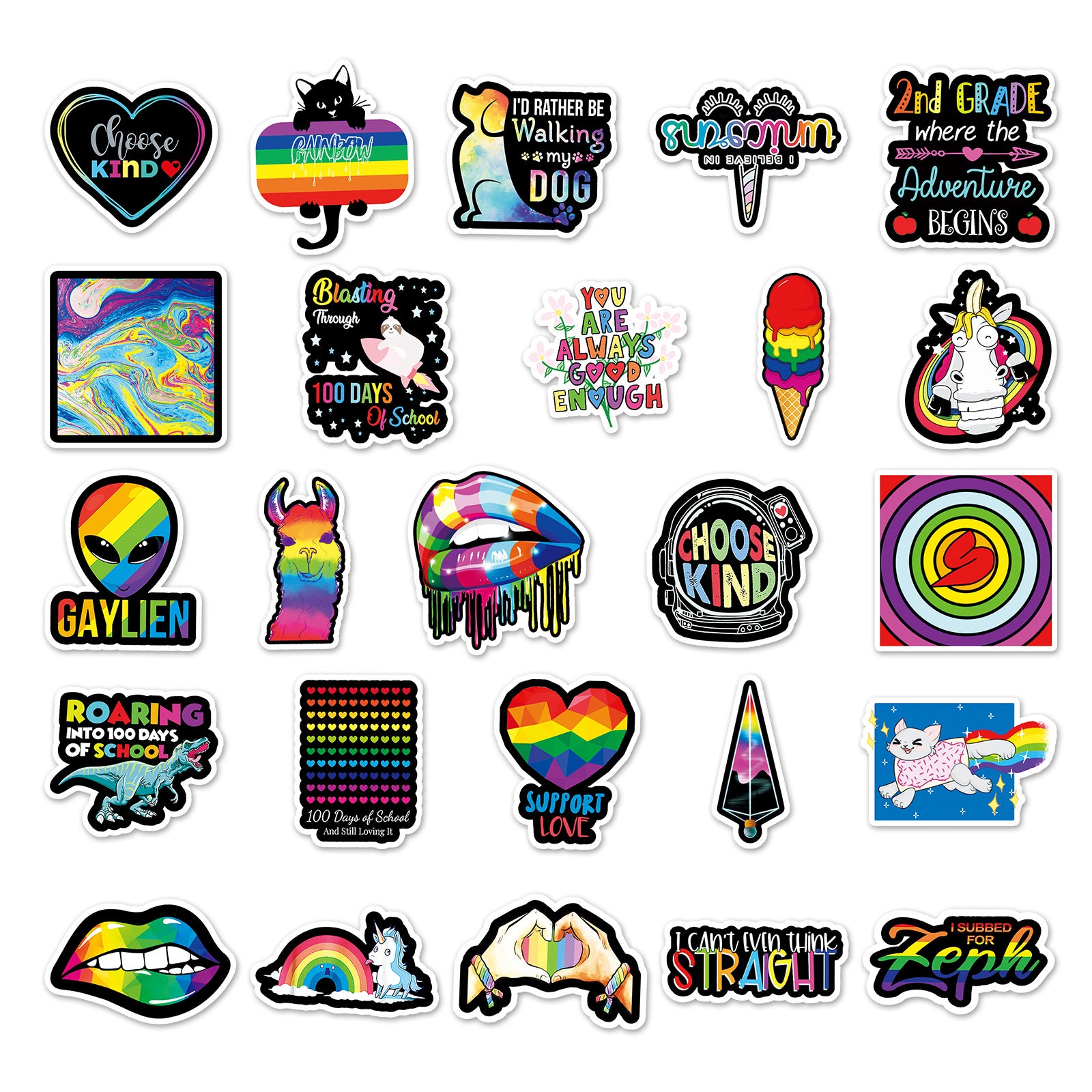 Wholesale 50pcs personalized DIY color rainbow stickers