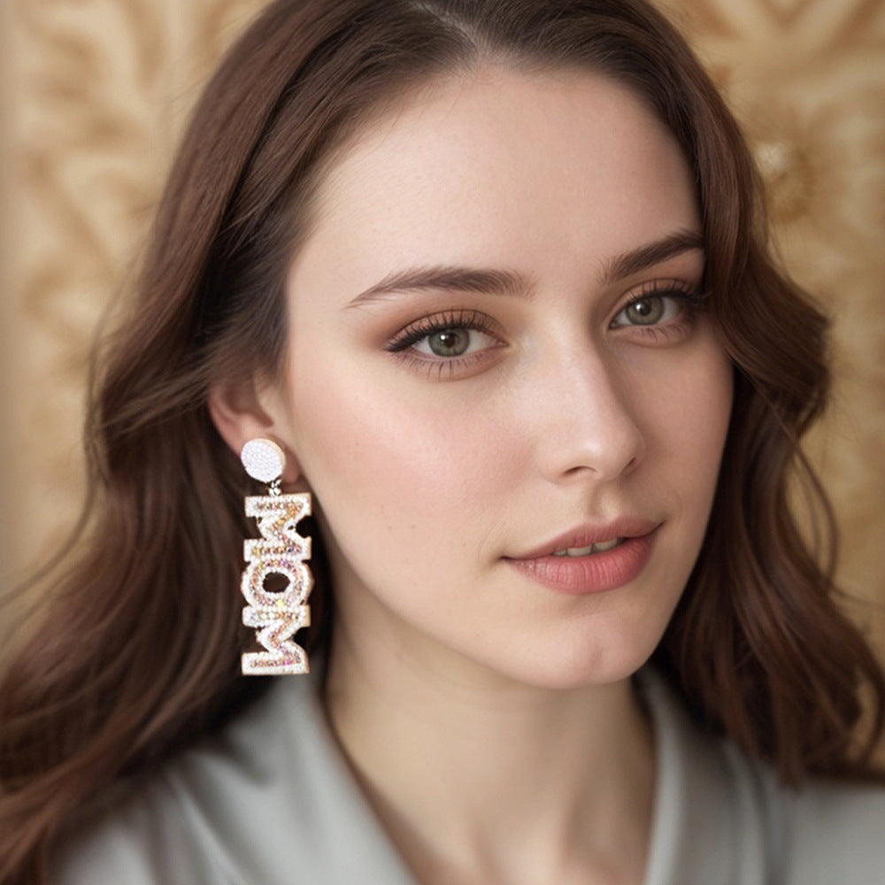Wholesale Creative Letter Sequins Mother's Day Earrings Woven All-match  Earrings