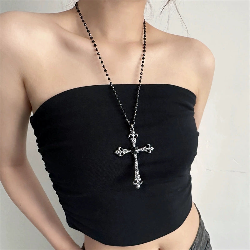 Wholesale Vintage Dark Cross Bead Necklace