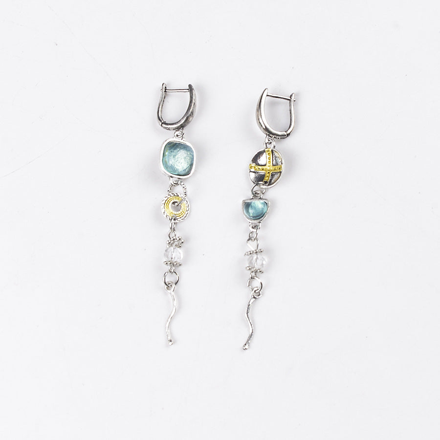 Wholesale Asymmetrical Sapphire Engraved  Earrings