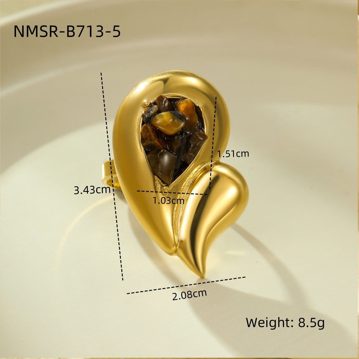 Wholesale Stainless Steel Ring With Natural Stone Setting