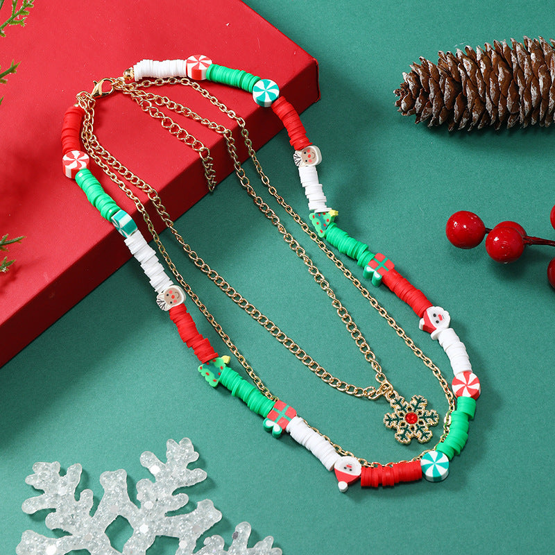 Wholesale Christmas Creative Colorful Bell Necklace