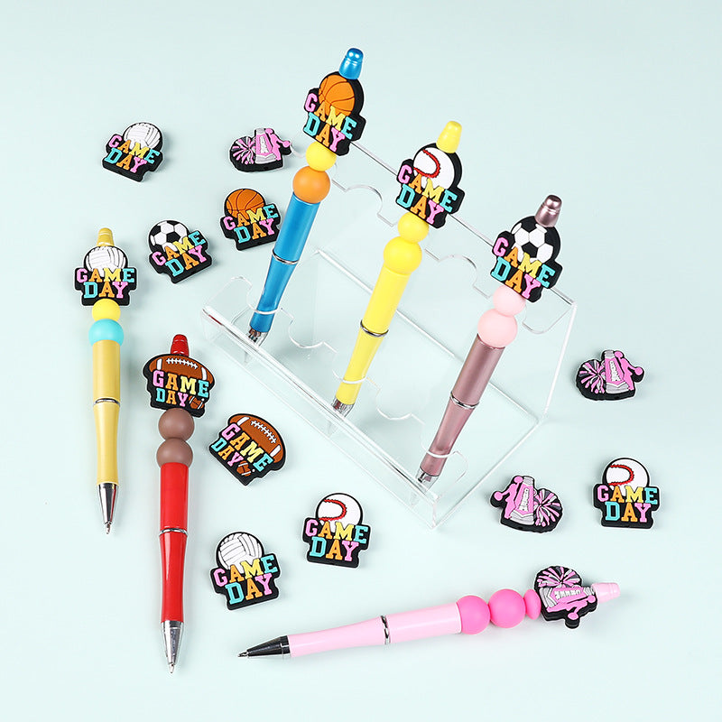 Wholesale 20pcs Epoxy Cartoon Football Silicone Personalized Beads