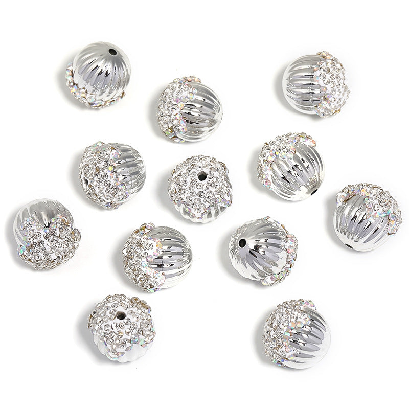Wholesale 20pcs/pack   Rhinestone Drill Ball Acrylic Pumpkin Bead Pinecone Ball Beads  Crystal Beads