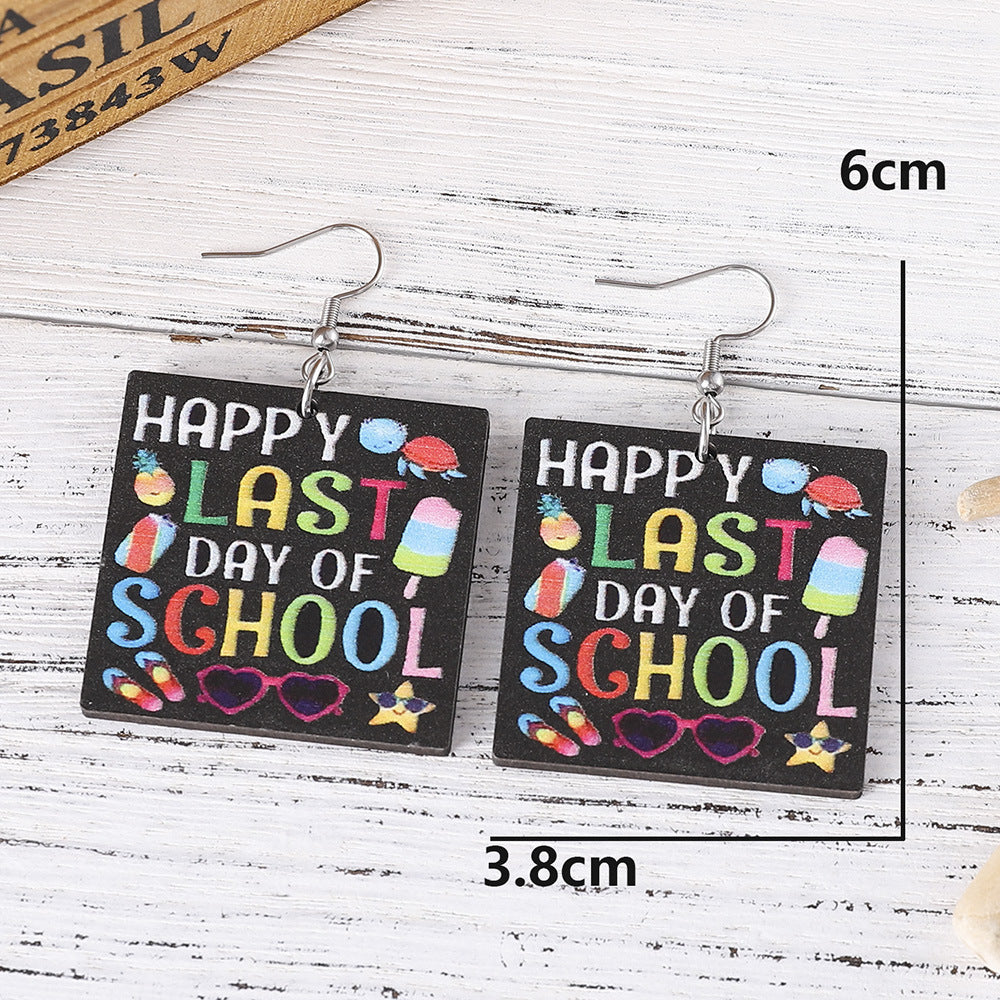 Wholesale Teachers and Students Graduation Season Double-Sided Wooden Earrings
