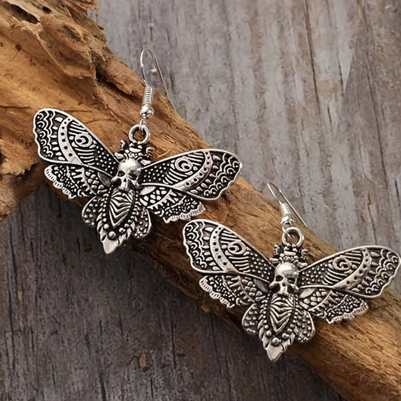 Wholesale Gothic Vintage Butterfly Moth Skull Earrings