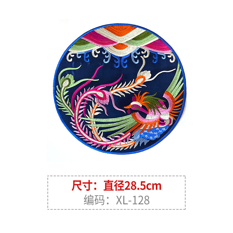 Wholesale Chinese Style Dragon Phoenix Round Satin Fabric Patches For Coat Decoration 8 Pack Stylish DIY Accessory