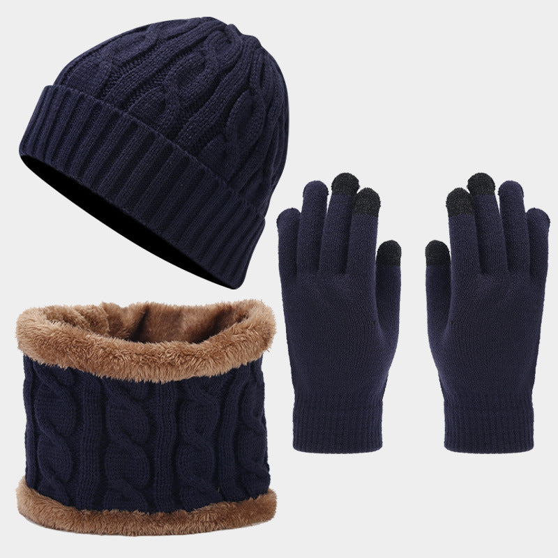Wholesale Winter Retro Thickened Warm Hat Scarf and Gloves Set