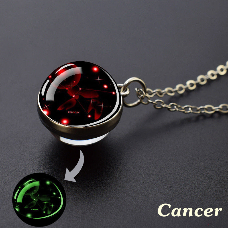 Wholesale Luminous Zodiac Starry Sky Glass Ball Necklace
