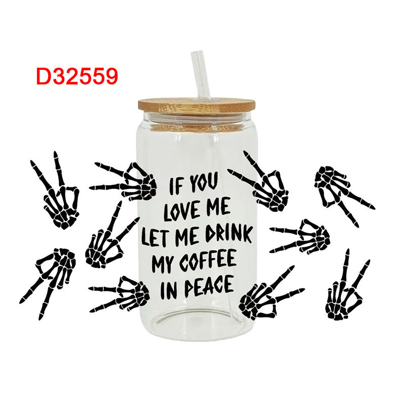 Wholesale Uv Transfer Sticker Glass Cup Crystal Label Crystal Sticker 16OZ UV DTF WRAPS