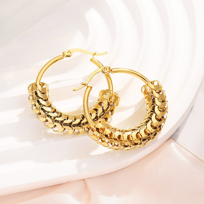 Wholesale gold plated hollow ring earrings