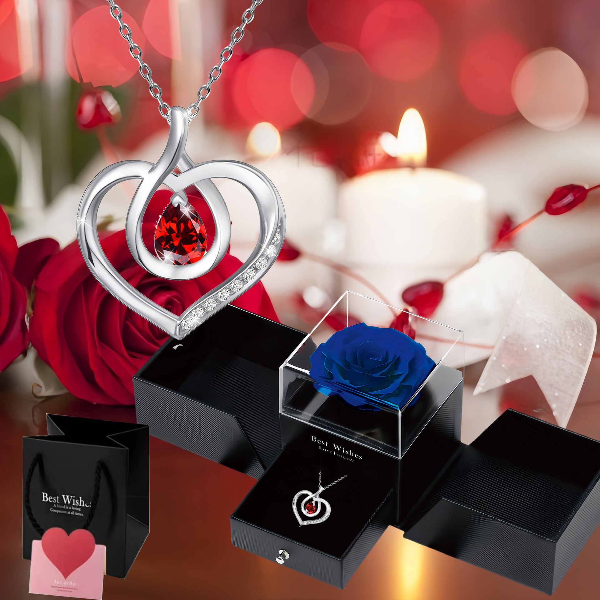 Wholesale Valentine' s Day zircon heart-shaped necklace