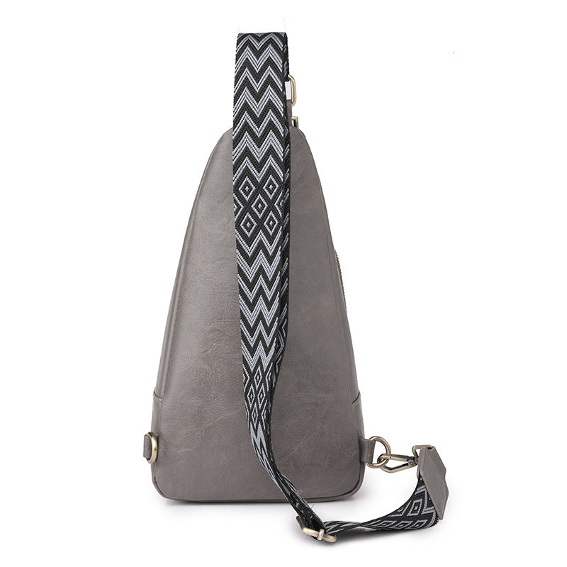 Wholesale Retro Wide Shoulder Strap PU Chest Bag Single Shoulder Bag Crossbody Bag