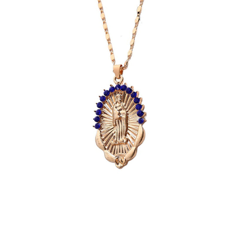Wholesale Crystal Rhinestone Virgin Mary Pendant Alloy Necklaces