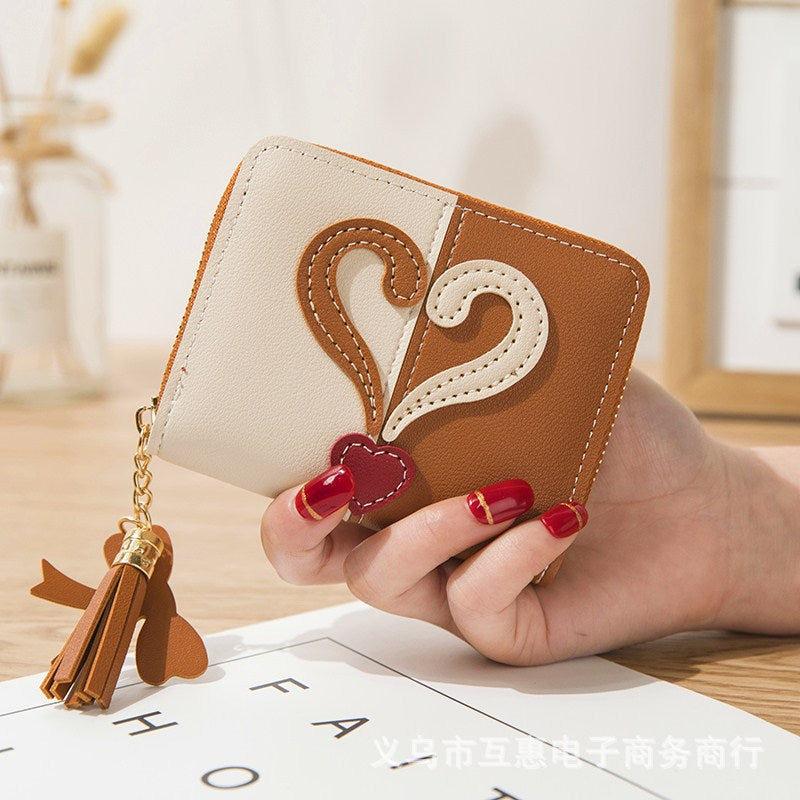 Wholesale Love Mini Contrast Color Tassel Wallet
