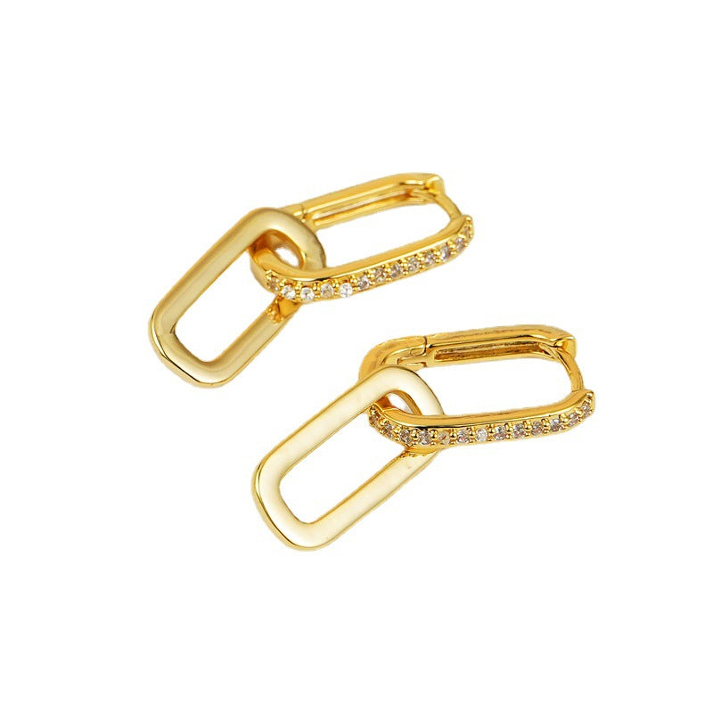 卸売象嵌ジルコン細長い銅のイヤリング