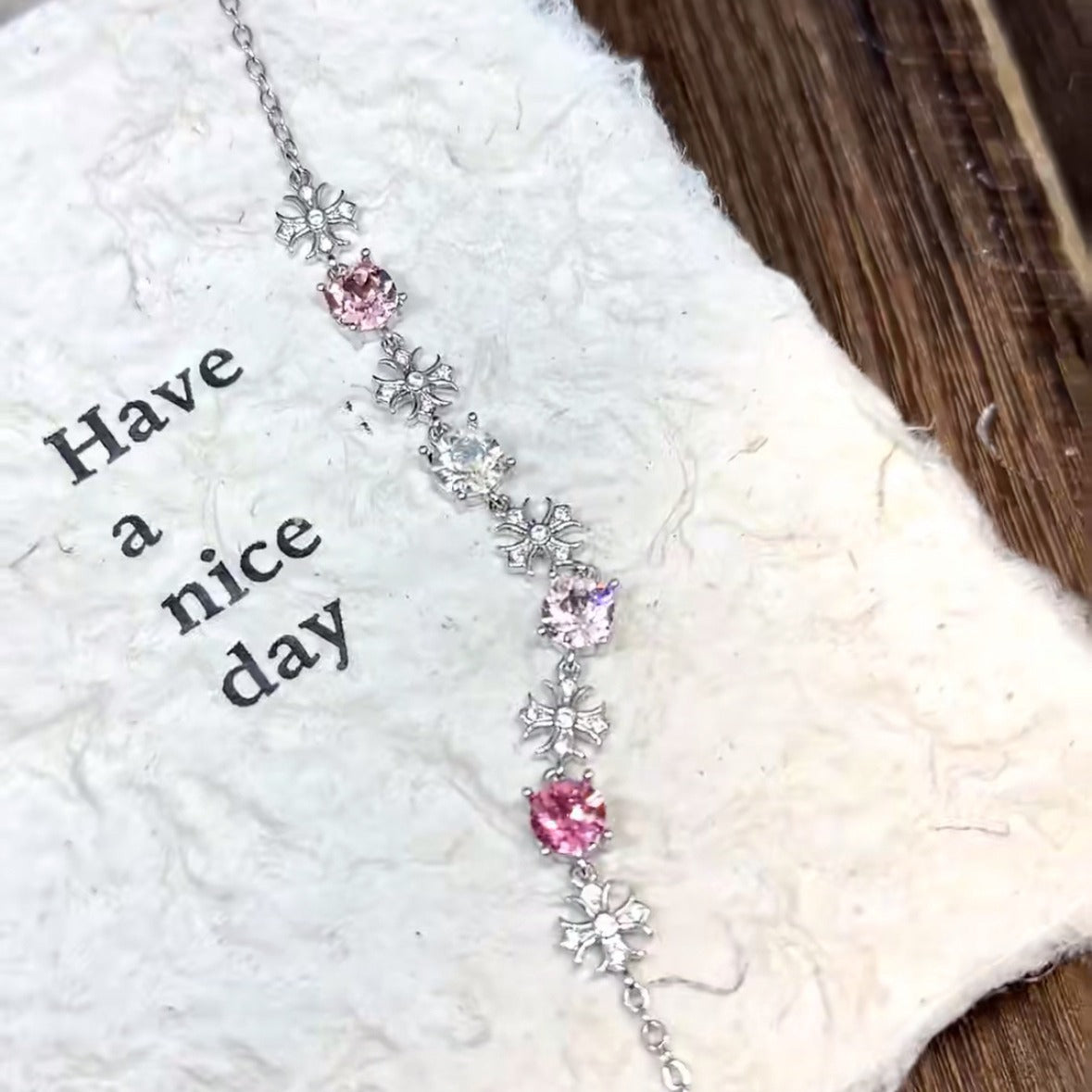 Wholesale Diamond hollow exquisite fantasy cross princess DIY bracelet