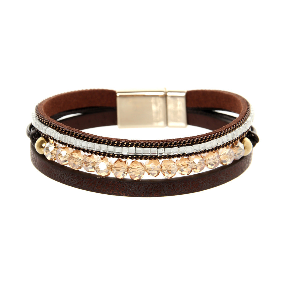Wholesale Bohemian style multi-layered diamond-encrusted Layered Bracelet Set
