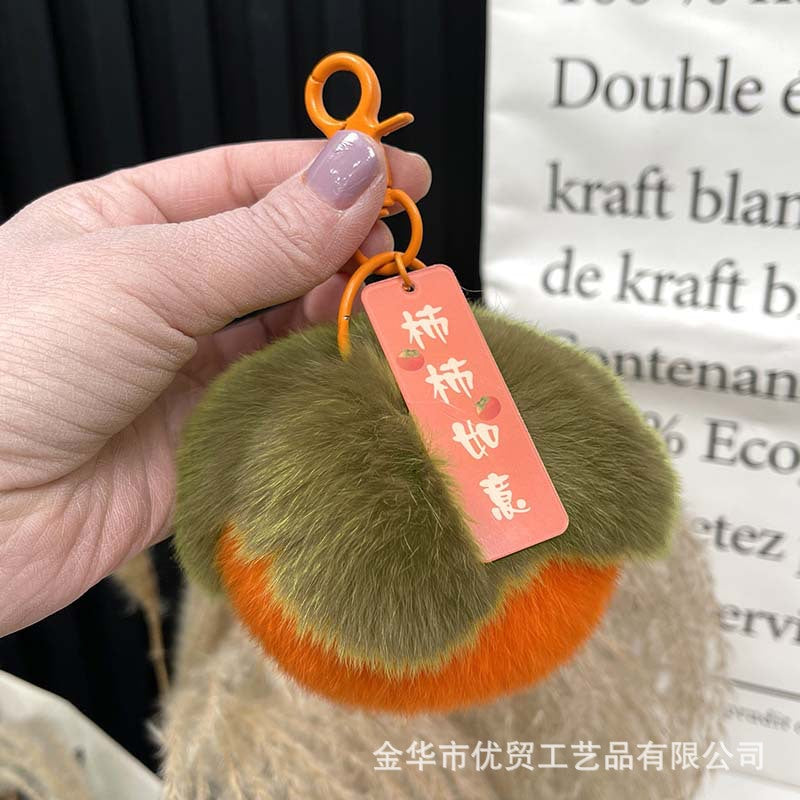 Wholesale Plush persimmon pendant keychain pendant persimmon wishful car pendant