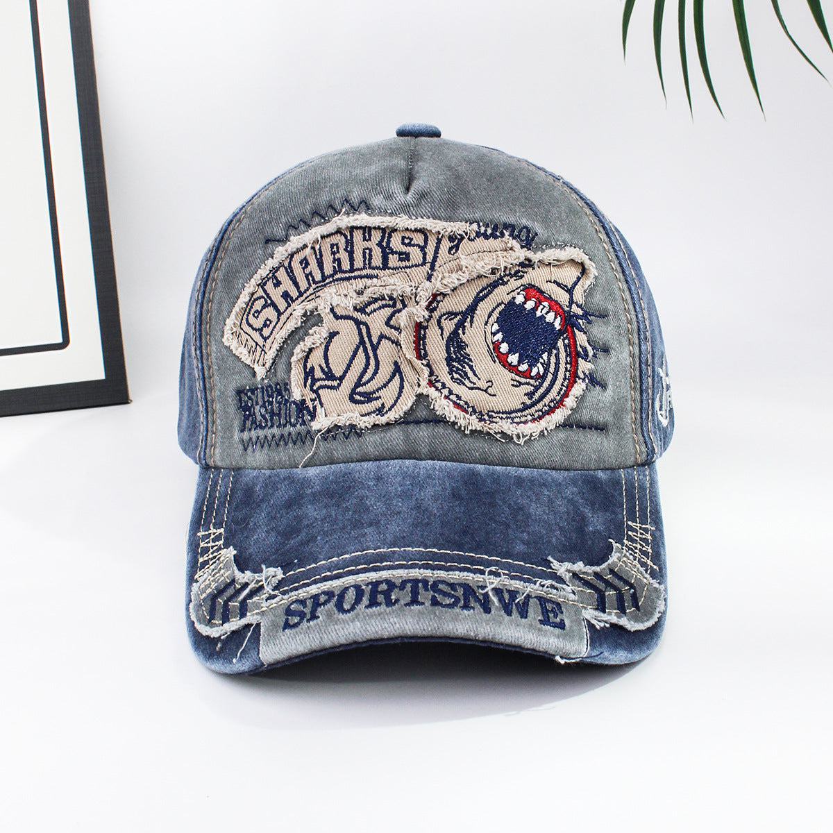 Wholesale Shark Embroidery Denim Baseball Cap