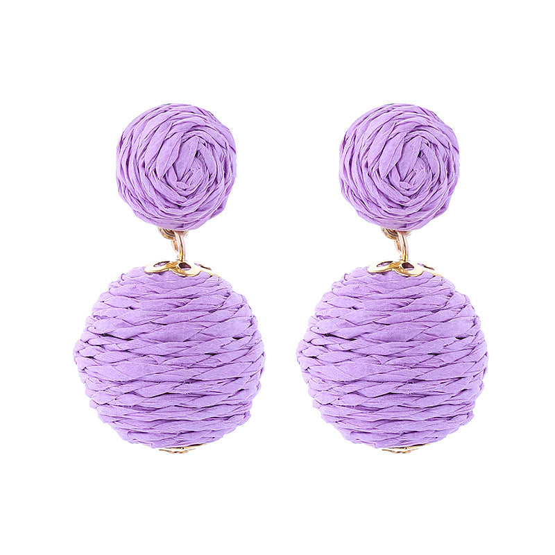 Wholesale Bohemian Handmade Wrap Ball Stud Earrings