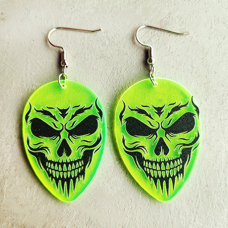 Pendientes acrílicos fluorescentes alienígenas de Halloween al por mayor de Halloween