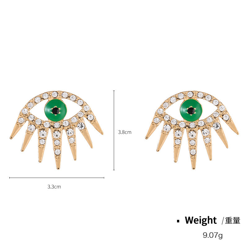 Wholesale Alloy Gold Plated Diamond Dripping Devil's Eye Earrings