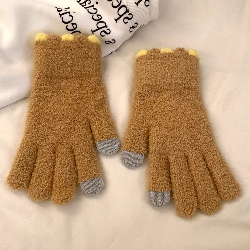 Wholesale Colorful Plush Fingerless Touch Screen Warm Winter Gloves