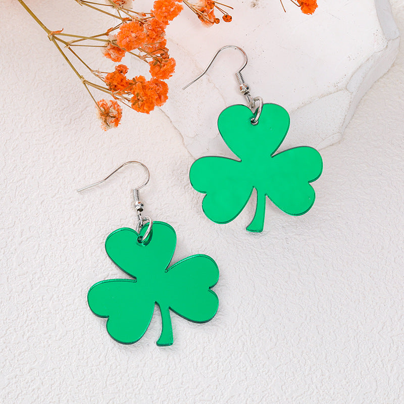 Wholesale St. Patrick's Day Clover Green Acrylic Women Earrings