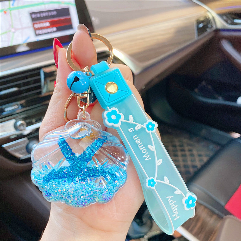 Wholesale Starfish Floating Bottle Acrylic Liquid Keychain