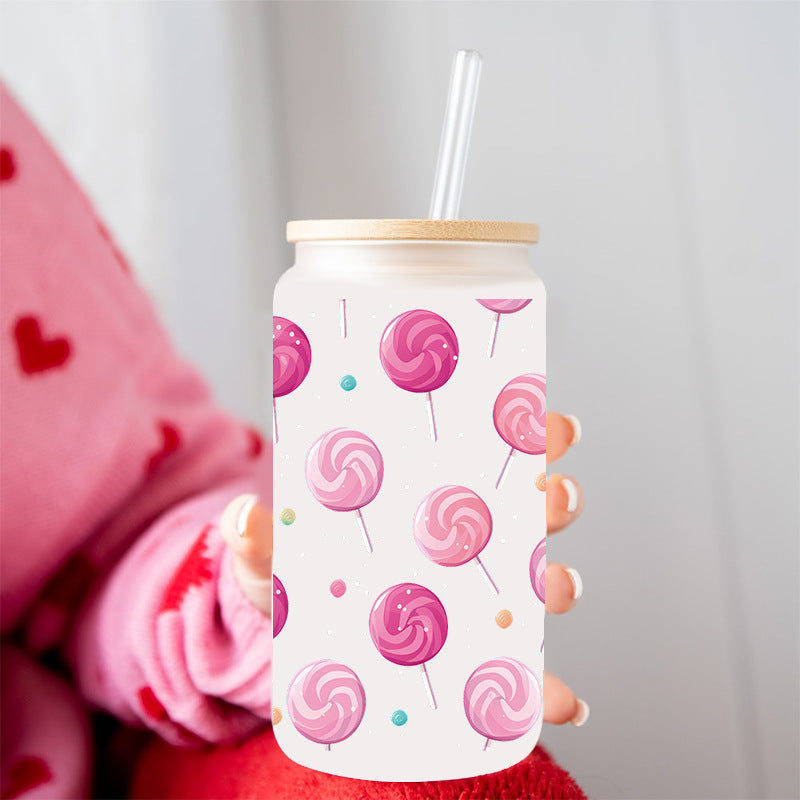 Wholesale Pink dessert ice cream 16oz Cup UV DTF Wraps