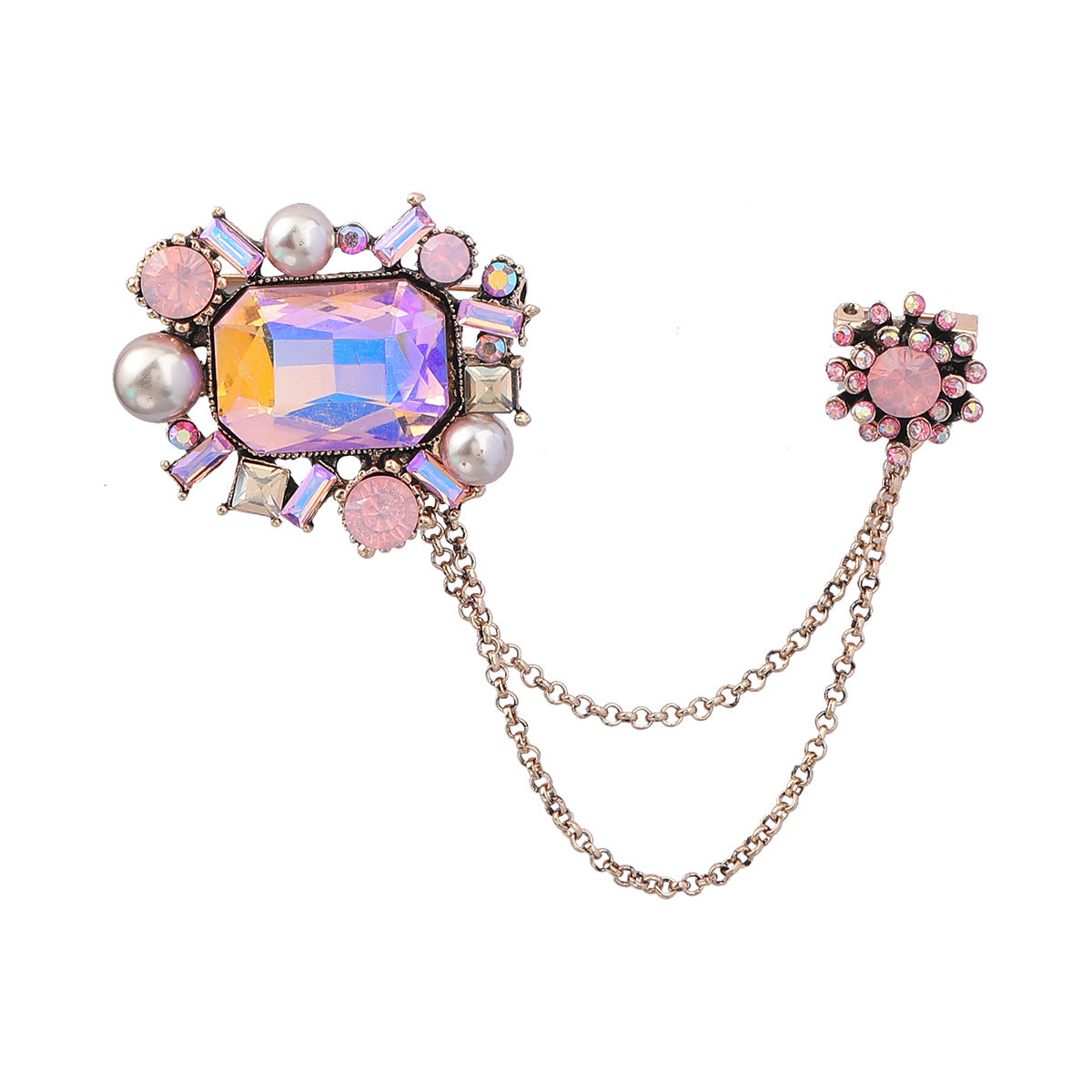 Wholesale Floral Chain Alloy Brooch