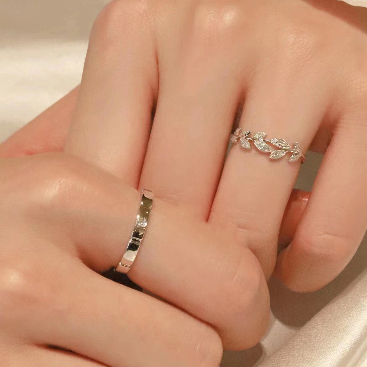 Wholesale romantic encounter couple ring sterling silver pair of light luxury niche men and women ring wedding ring Valentine's Day gift