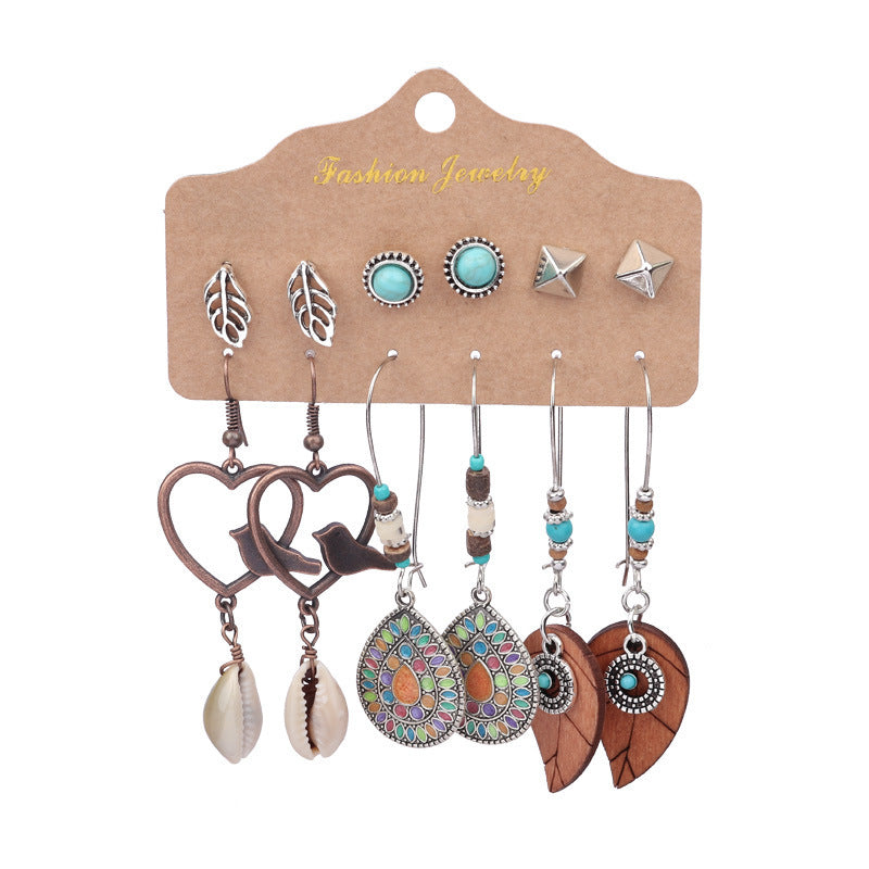 Wholesale Vintage Silver Turquoise Ethnic Style Earrings