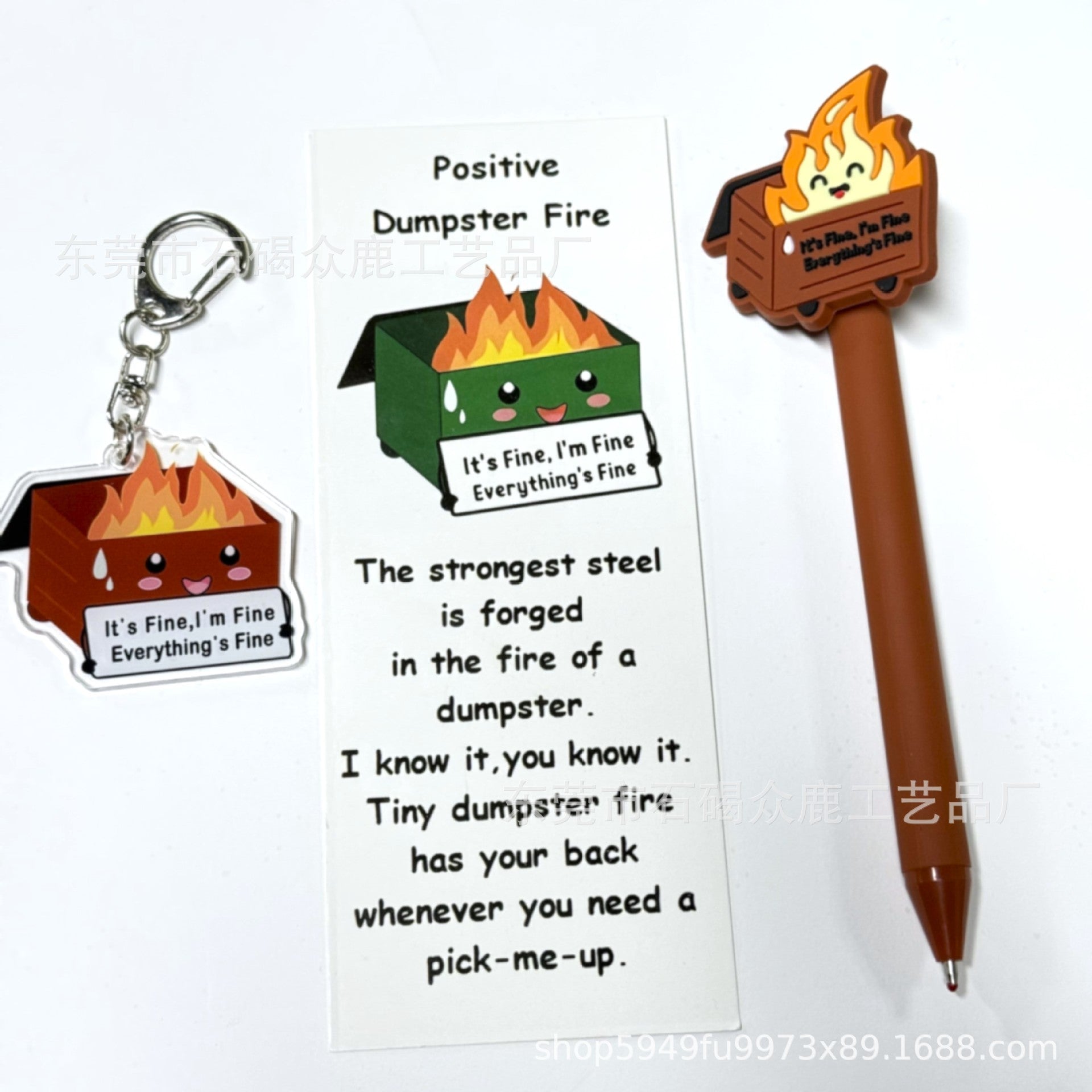 Wholesale Creative Trash Can Ballpoint Pen Acrylic Keychain