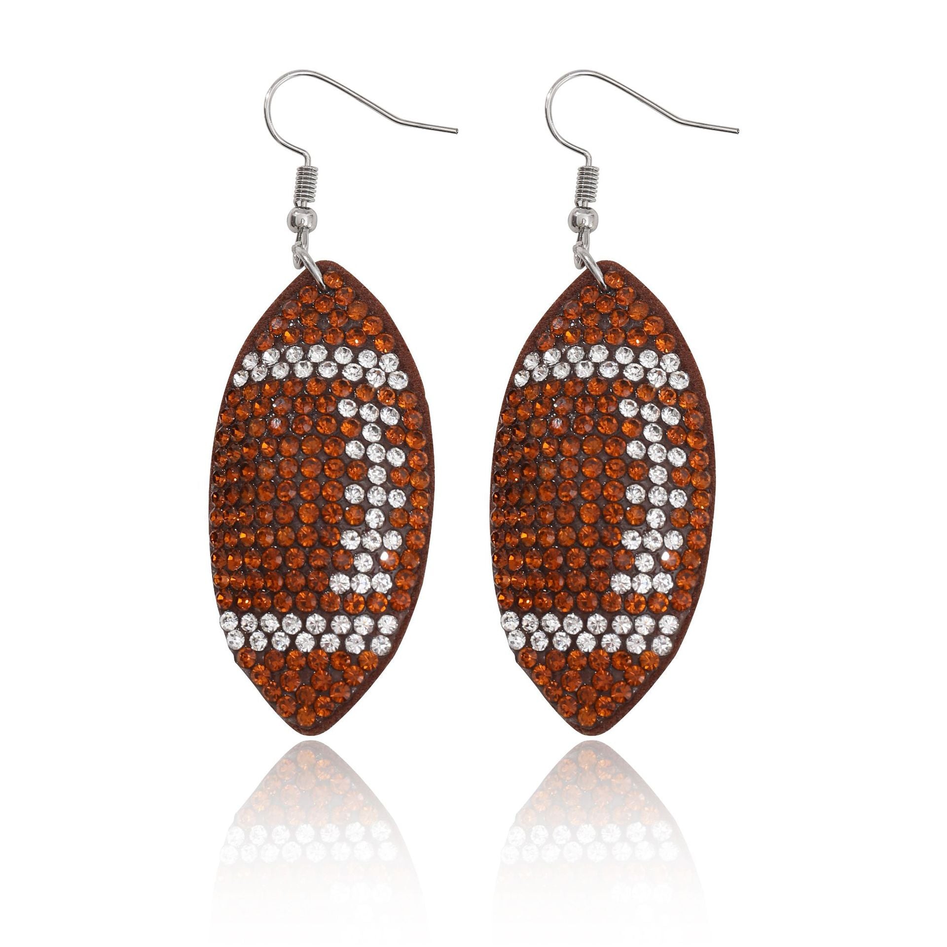 Wholesale Rugby Brown Leopard Tree Leaf Leather Earrings