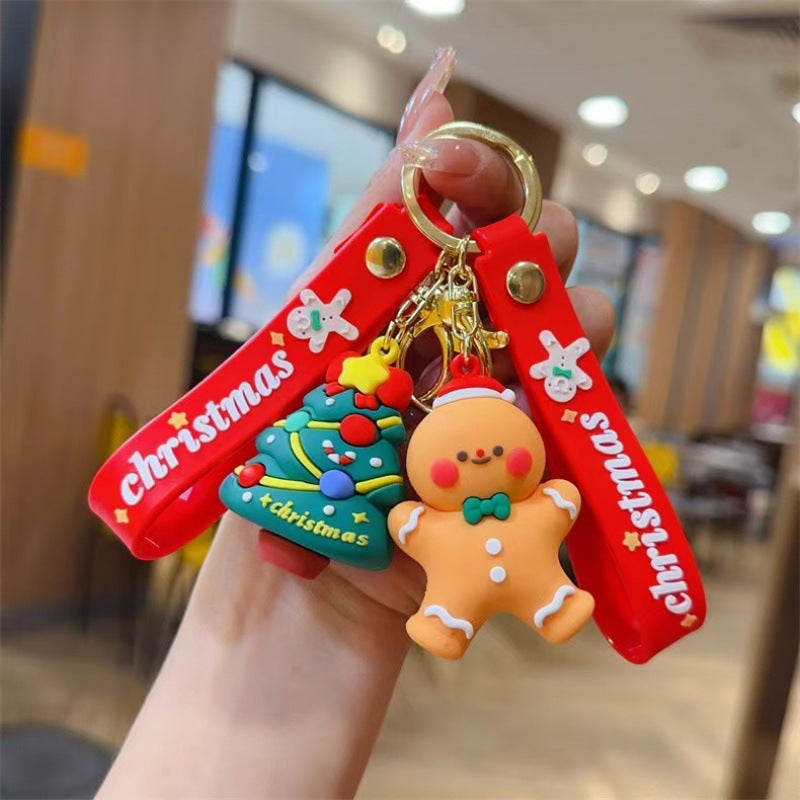 Wholesale Christmas  Cartoon PVC Keychain Decorative Bag Charm Car Key Accessory Trendy Gift For Boutique Resale