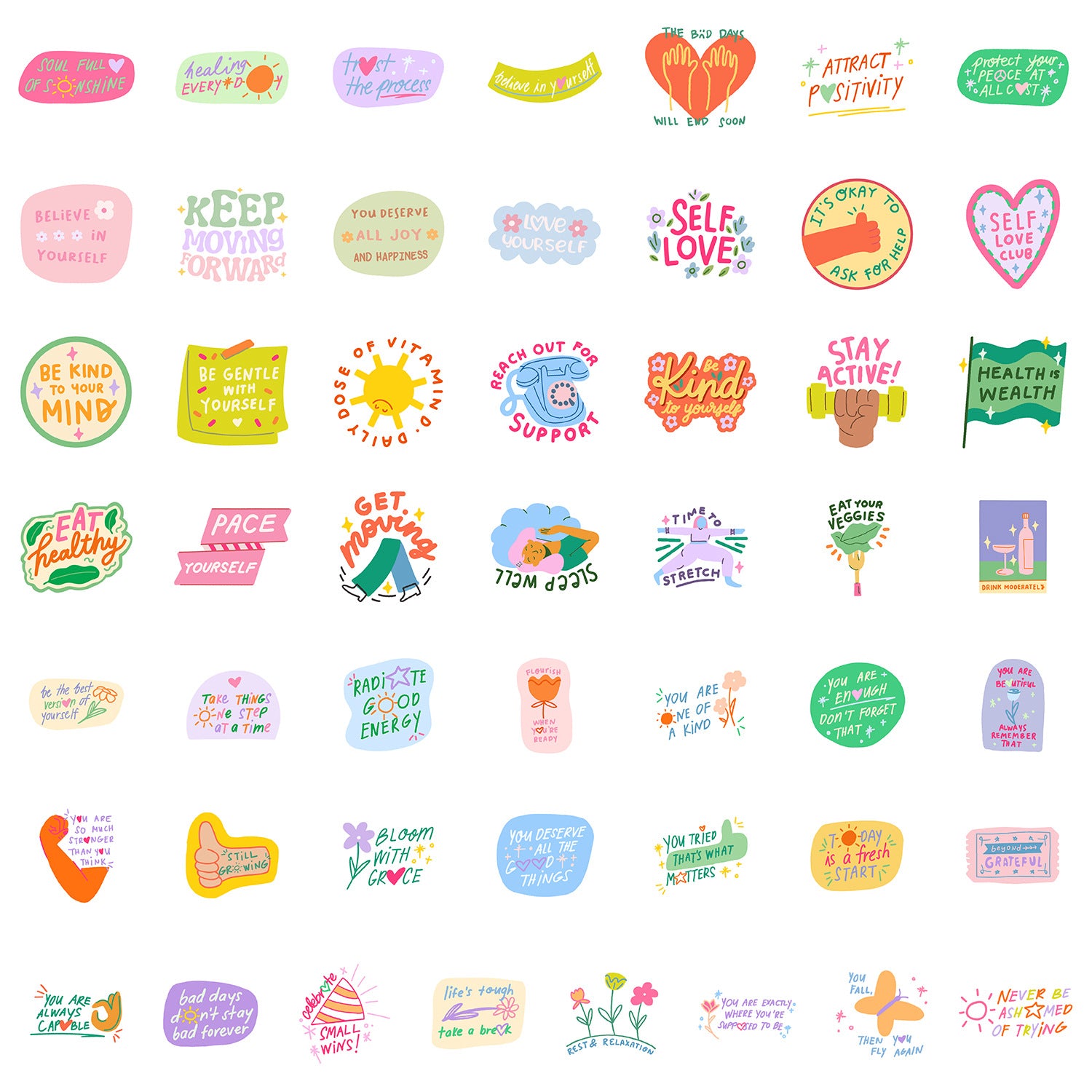 Wholesale 50pcs inspirational phrase labels waterproof vinyl stickers