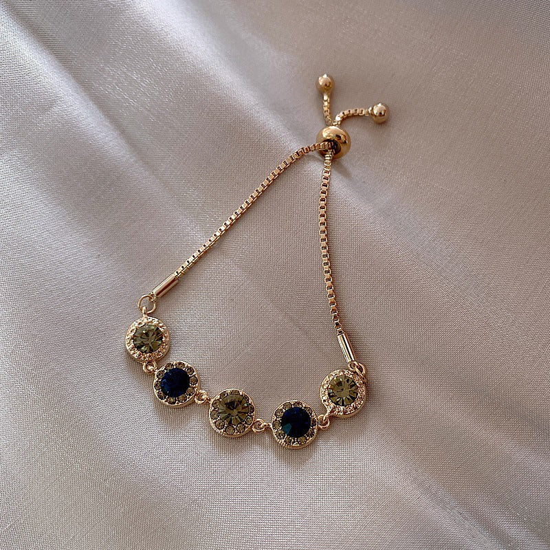 Wholesale Art Full of Diamond Petal Copper Bracelets