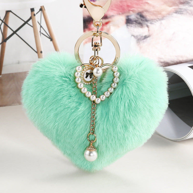 Wholesale Love Ball Pearl Pendant Plush Keychains
