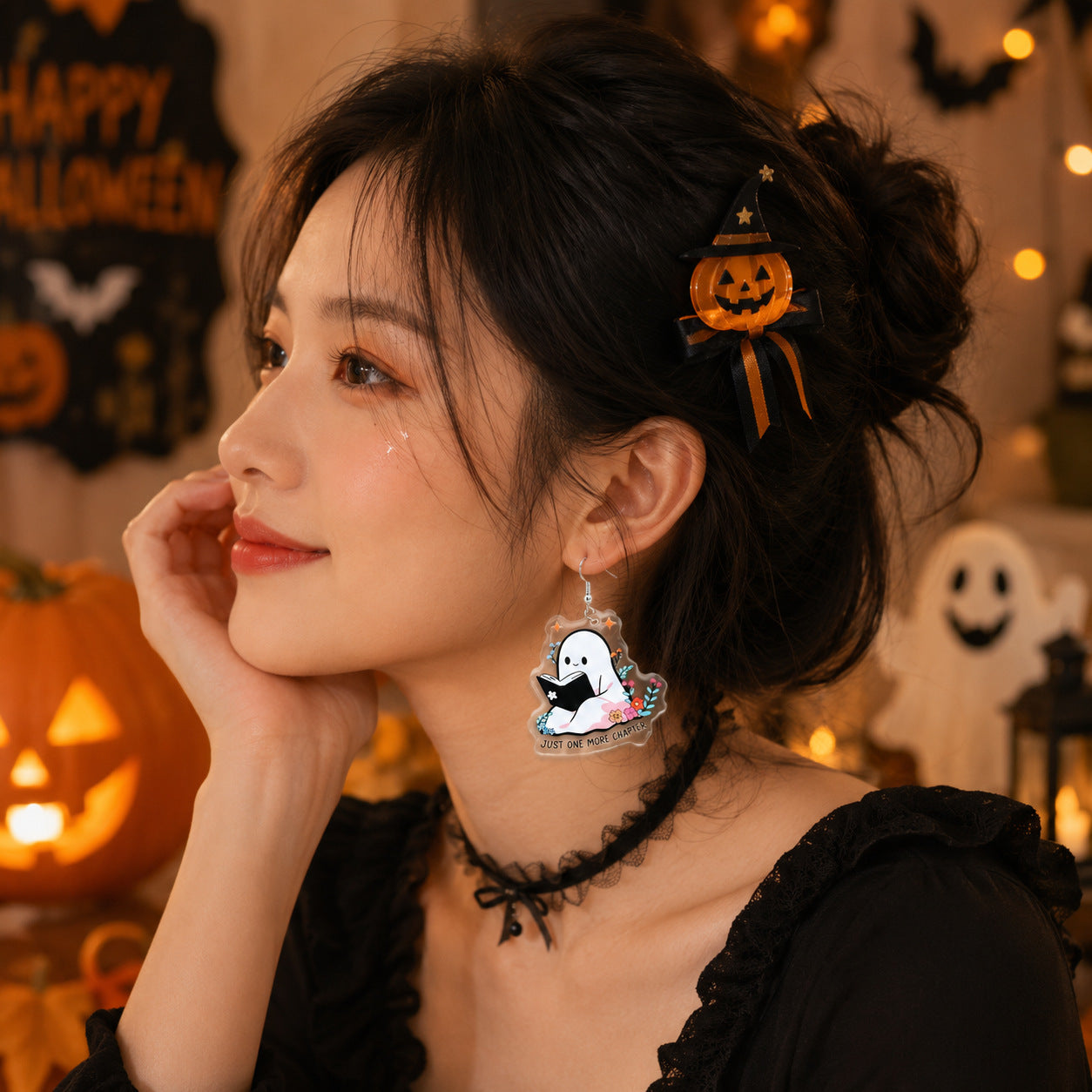 Wholesale Acrylic White Ghost Cartoon Earrings Chic Fashion Jewelry Accessory For Everyday Wear