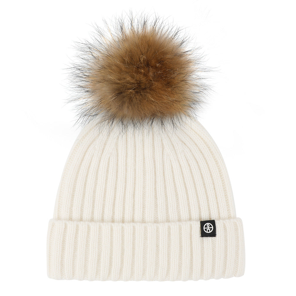 Wholesale Solid Color Wool Ball Knitted Hat Winter Woolen Hat