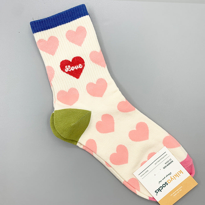 Wholesale Love Combination Women's Mid-tube Cotton Socks