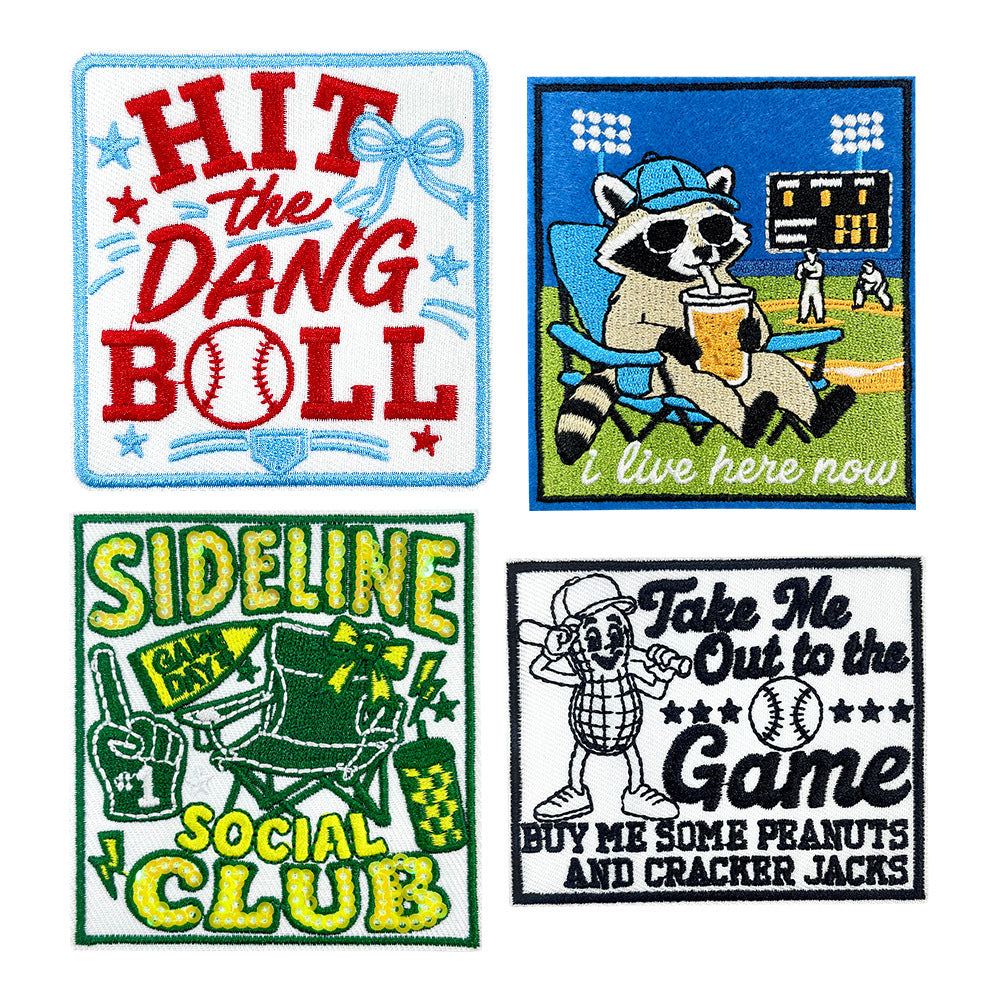 Wholesale Cartoon Raccoon Baseball Embroidered Patch Iron On DIY Badge For ets Chic Fashion Accessory