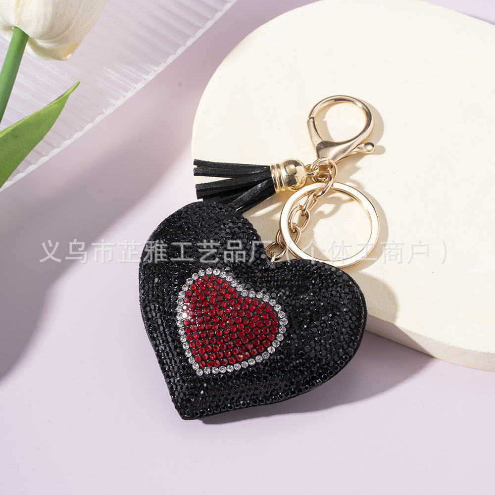 Wholesale Diamond-studded two-color heart-shaped creative keychain accessory