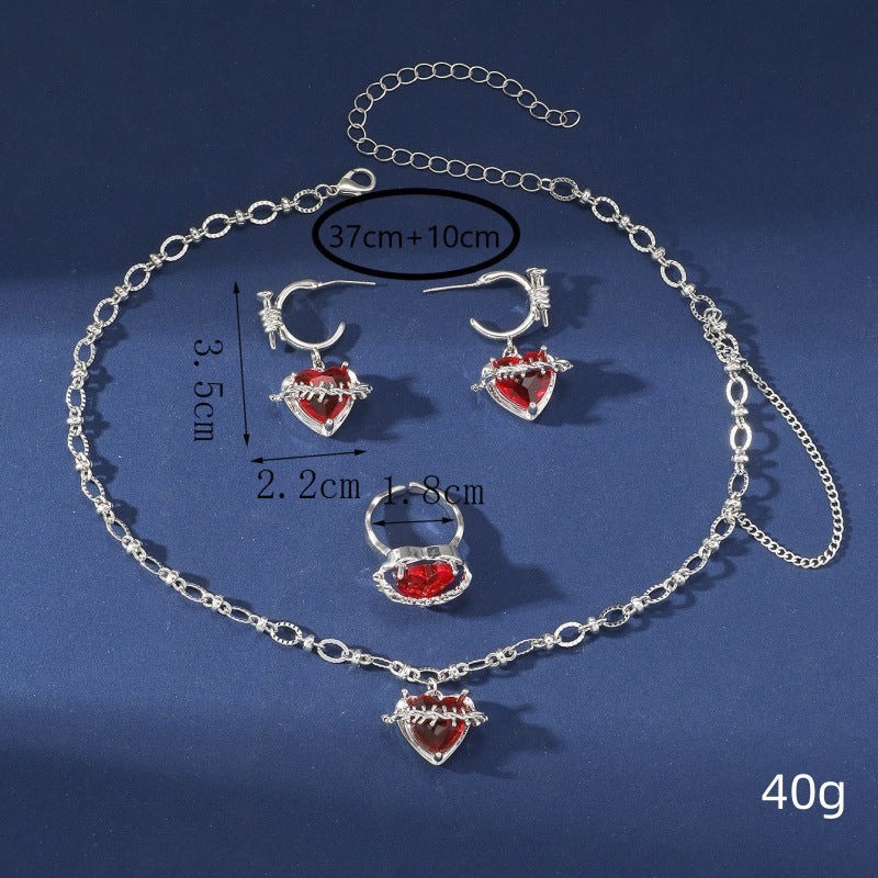 Wholesale Red Zircon Love Necklace Clavicle Chain